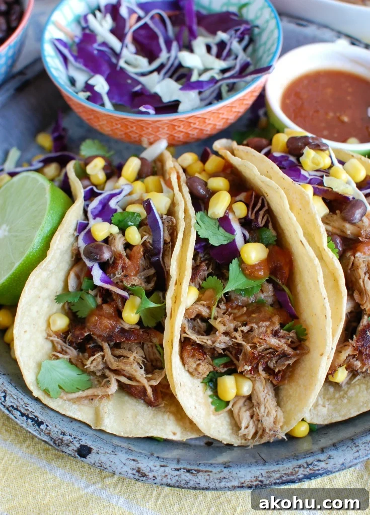 Easy Slow Cooker Pork Carnita Tacos 