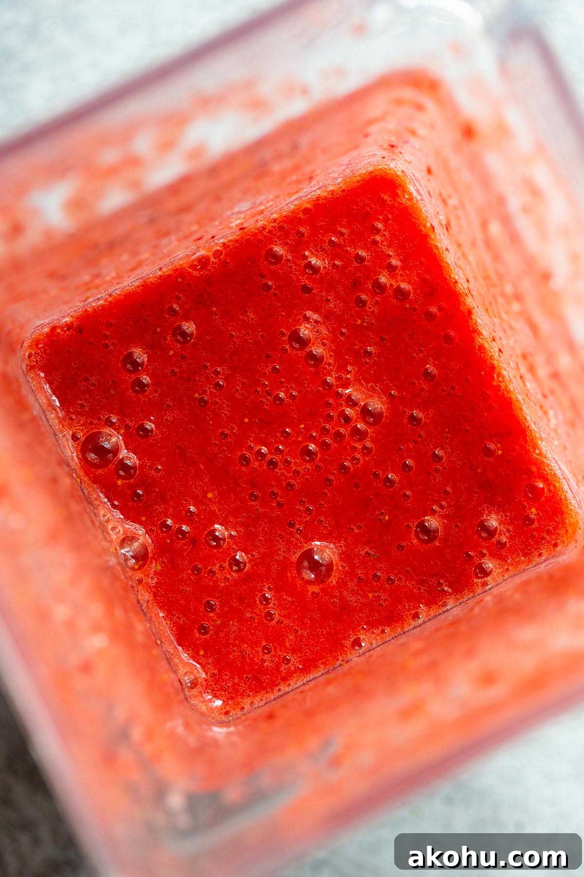 Strawberry mixture in blender