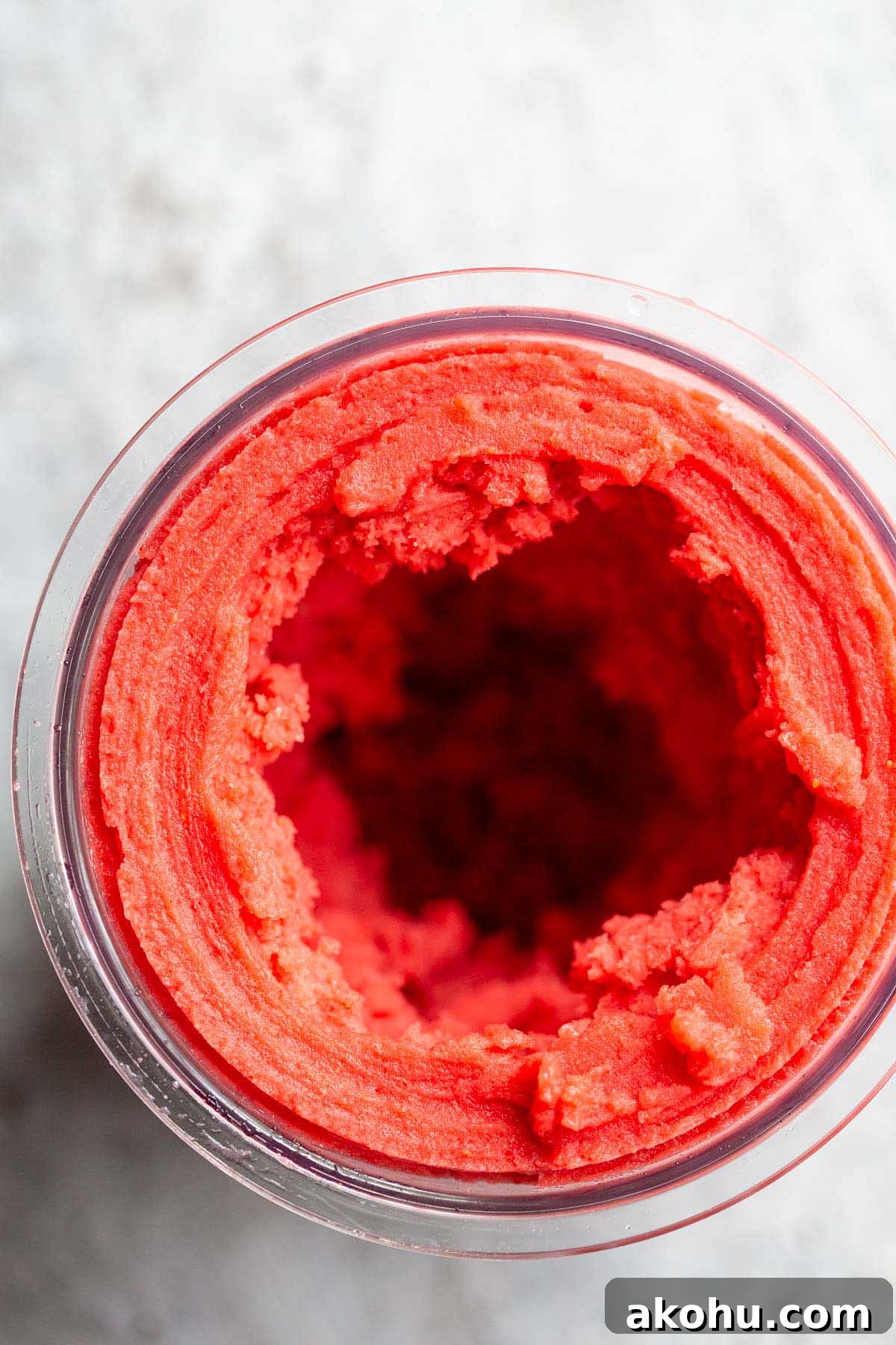 Processed Ninja Creami strawberry sorbet