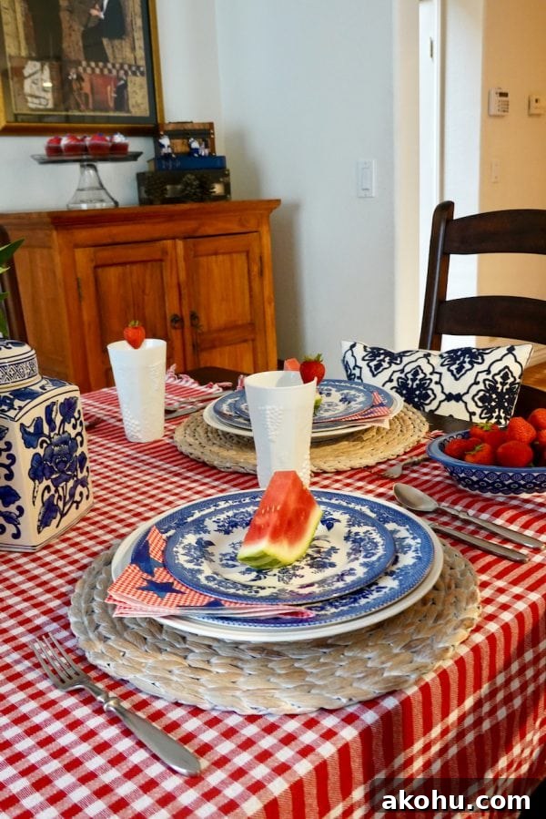Red, White, And Blue Patriotic Tablescape 