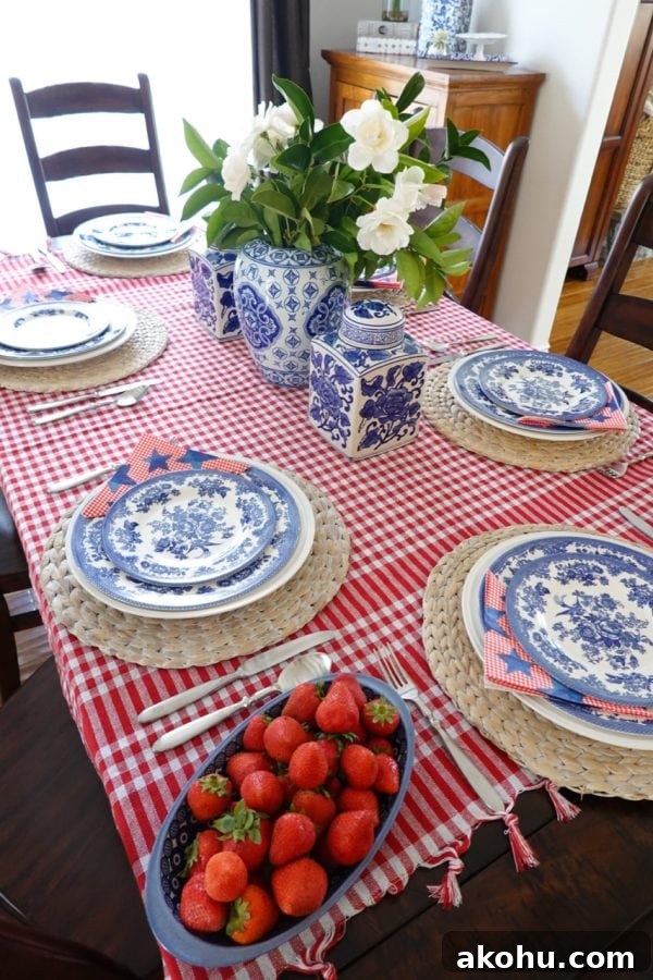 Red, White, And Blue Patriotic Tablescape 