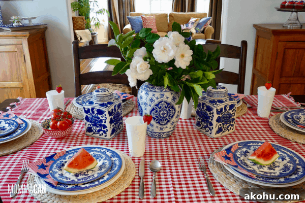 Red, White, And Blue Patriotic Tablescape 