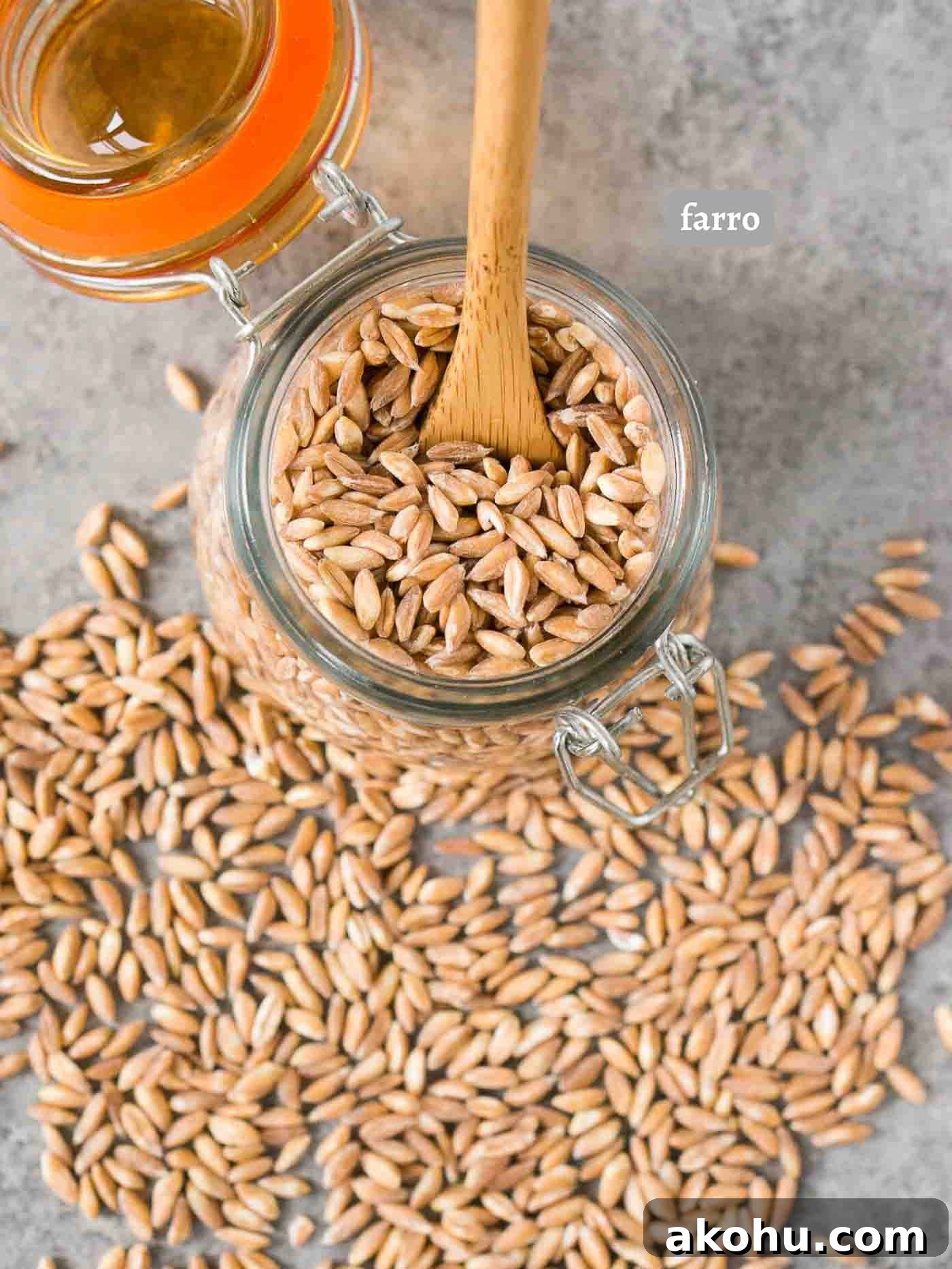 dry farro in a jar