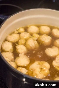 Hearty Beef Soup with Fluffy Semolina Dumplings 5 A pot of soup, with Semolina Dumplings