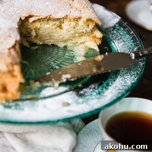 side shot Apple Cake Sharlotka with piece cut out