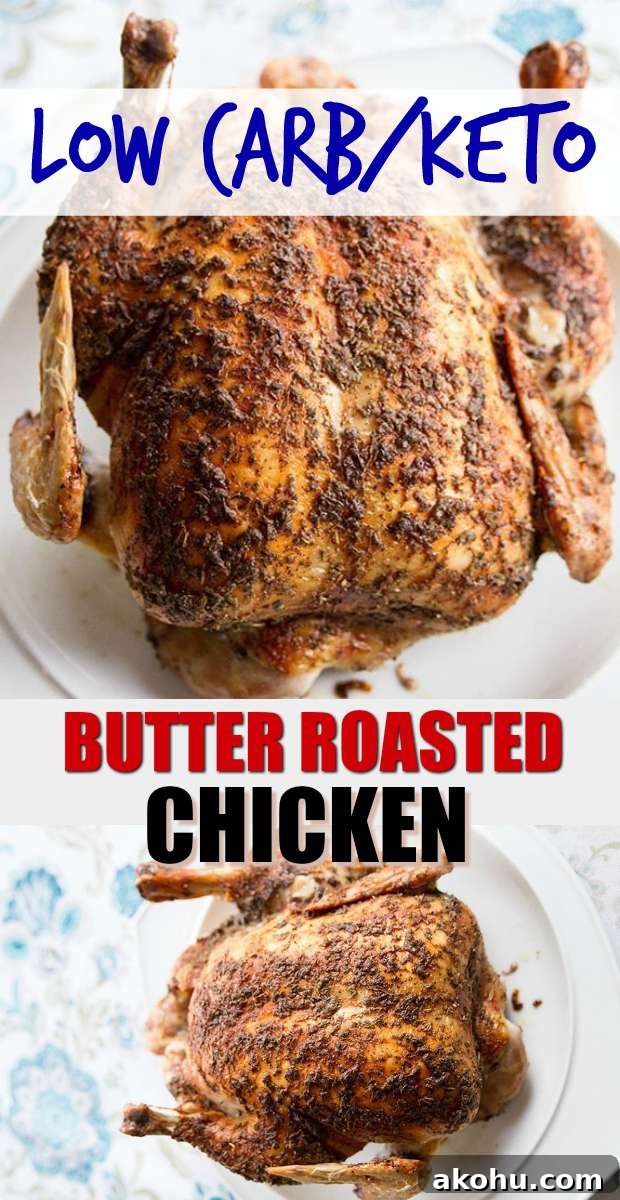 Herb and Butter Roasted Low-Carb Chicken Recipe 6 Herb & Butter Roasted Low Carb Chicken Recipe! You can eat the low carb/high fat chicken ( Keto friendly) and your kids can eat the potatoes and carrots. #lowcarb #keto #recipe #chicken #healthyfamily #chickenrecipe #cooking