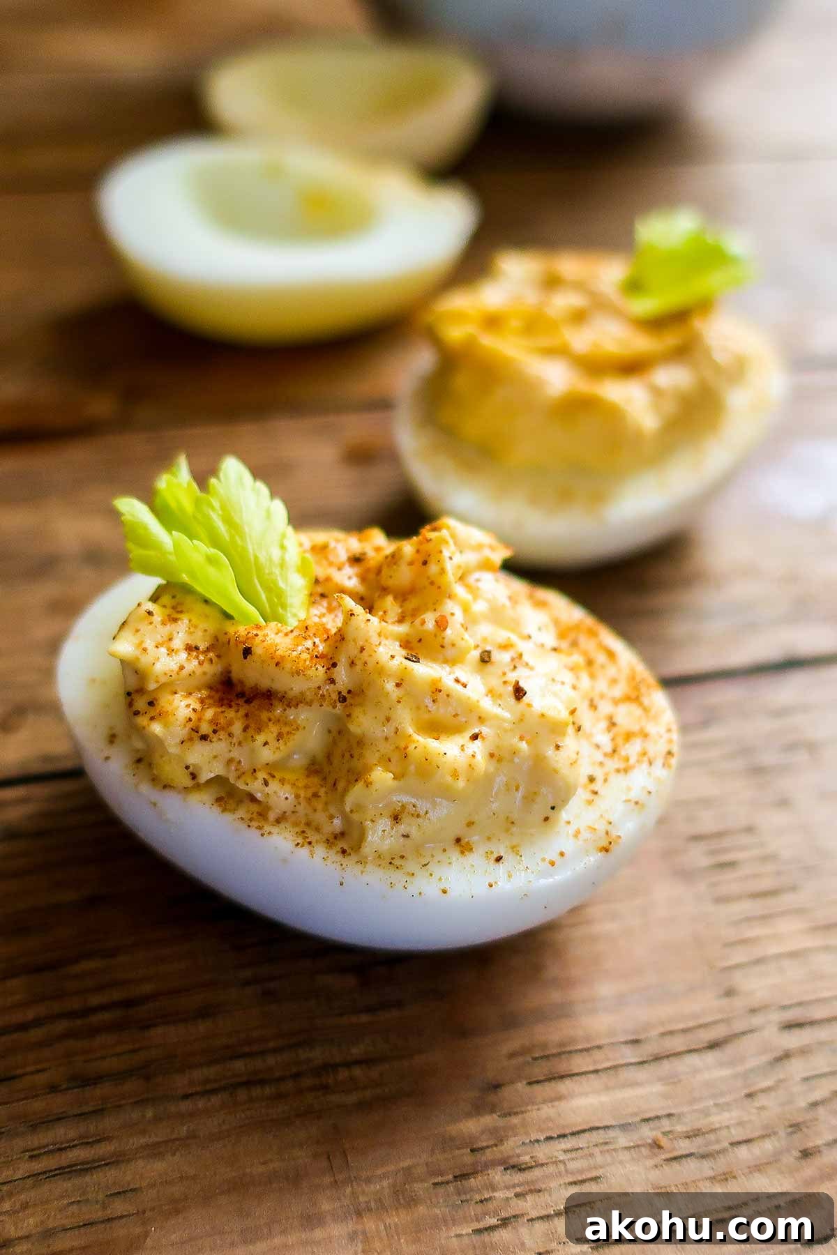 Deviled Eggs: Complete Guide with Top Recipes and Tips 6 close up of a deviled egg on a wooden board