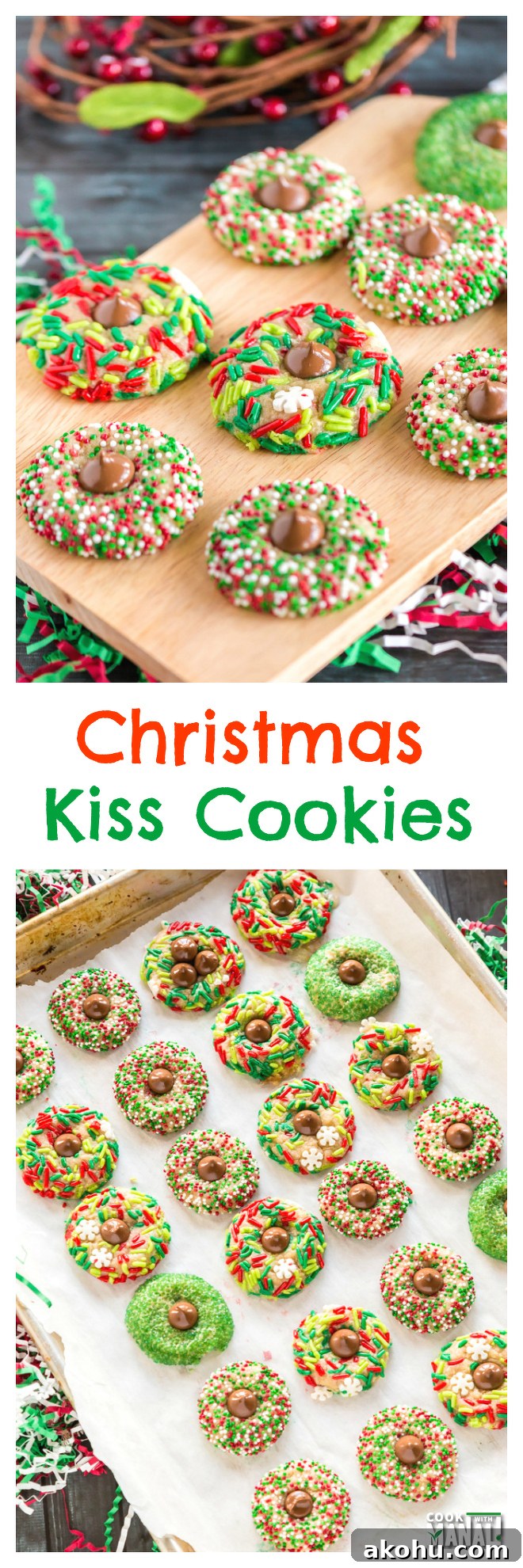 Christmas Kiss Cookies Collage