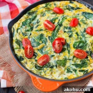 Egg white frittata topped with tomatoes.