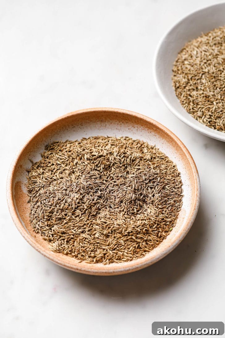 Cumin seeds in a round plates.