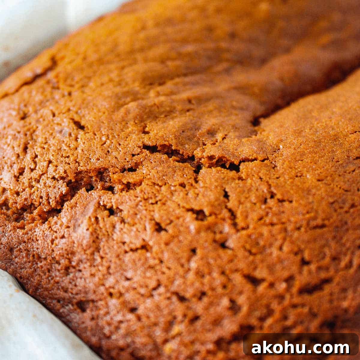 Baked loaf of gingerbread.
