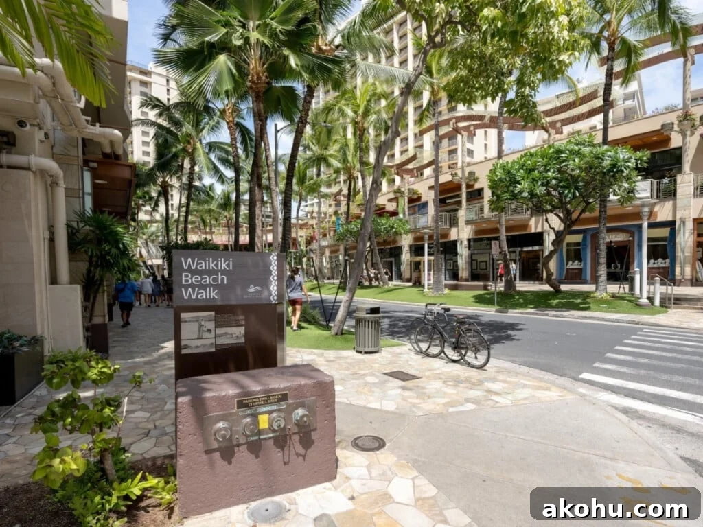 Street view of Waikīkī Beach Walk.