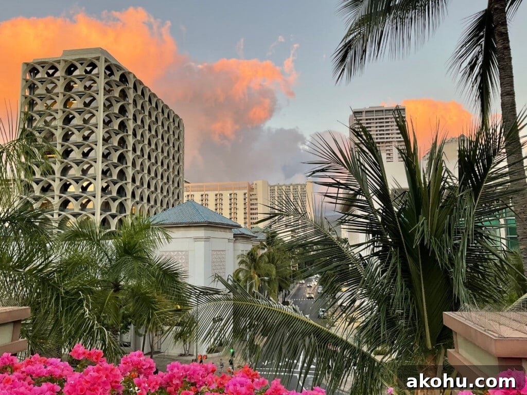 Overlooking Royal Hawaiian Avenue.