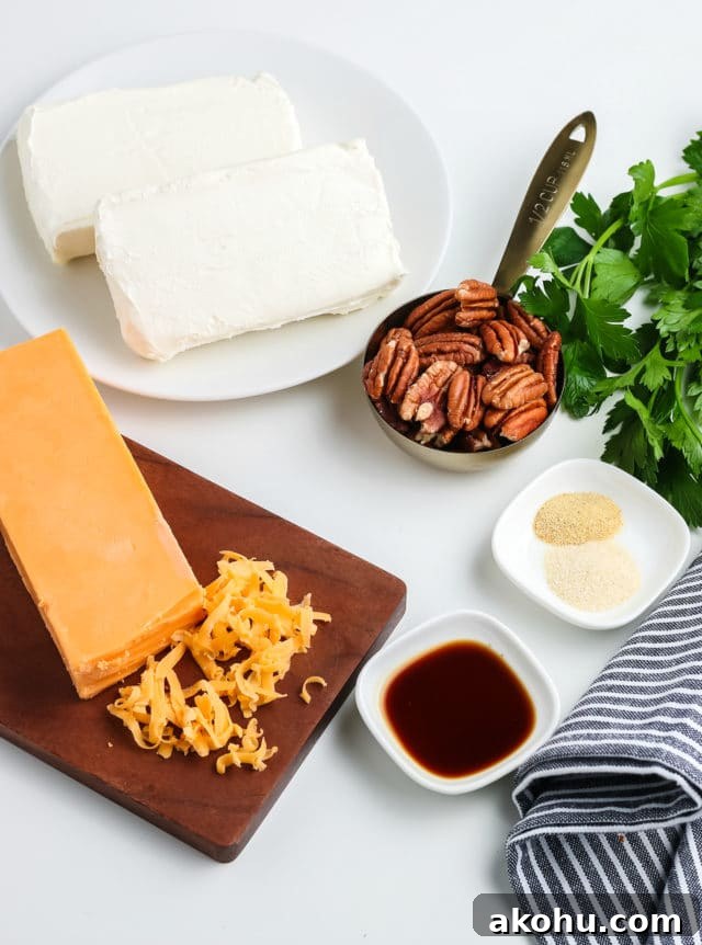 Ingredients for a cheeseball recipe