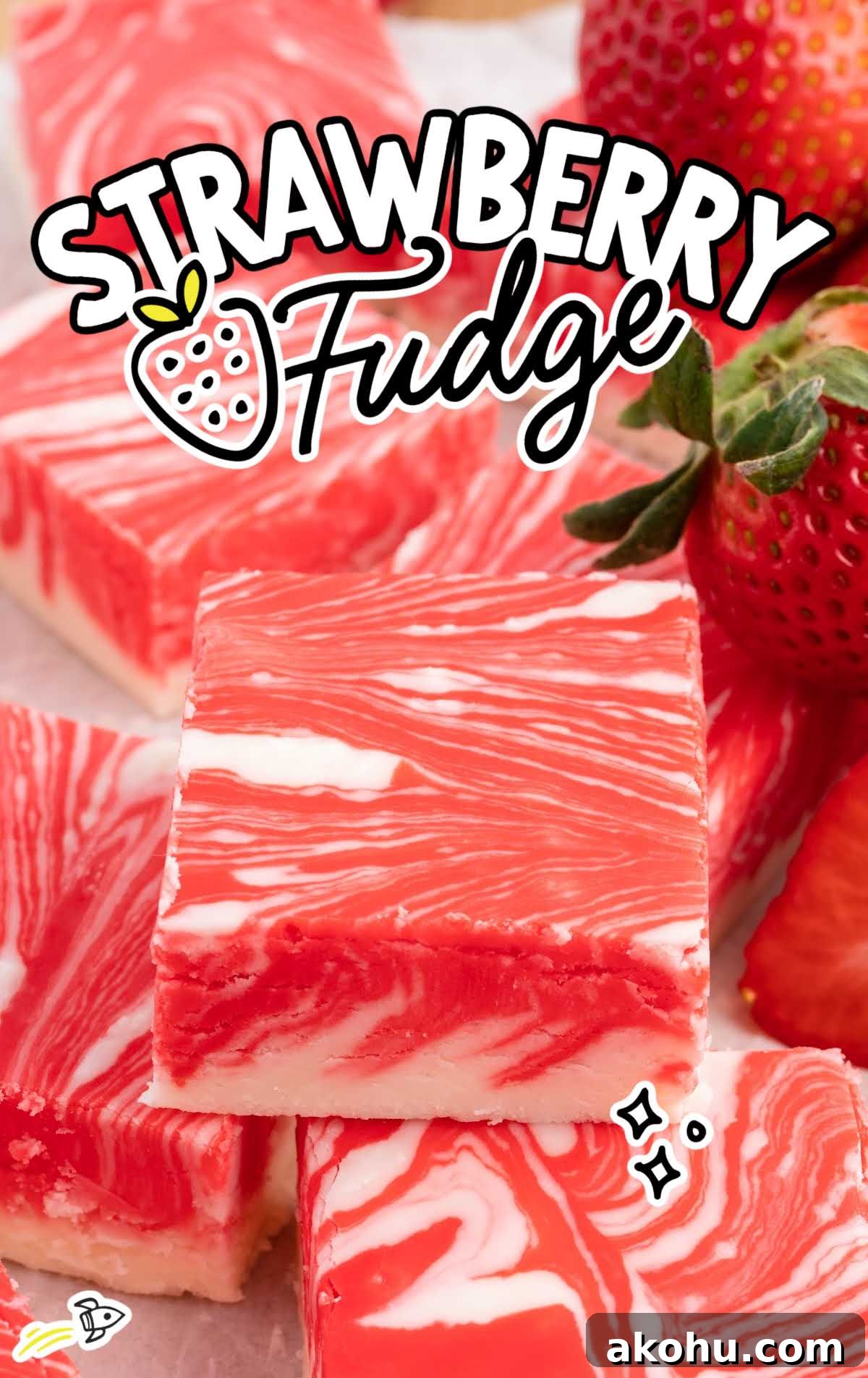 a close up shot of Strawberry Fudge on top of each other