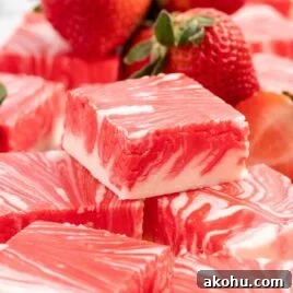 a close up shot of Strawberry Fudge on top of each other
