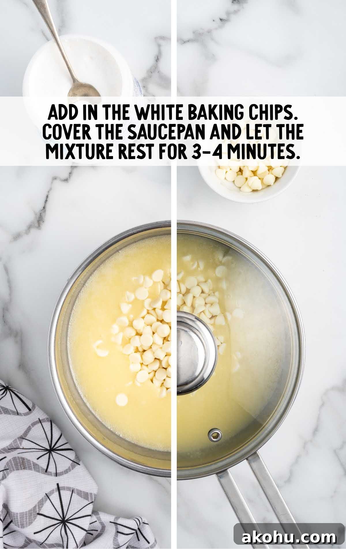 white baking chip added to the sugar mixture