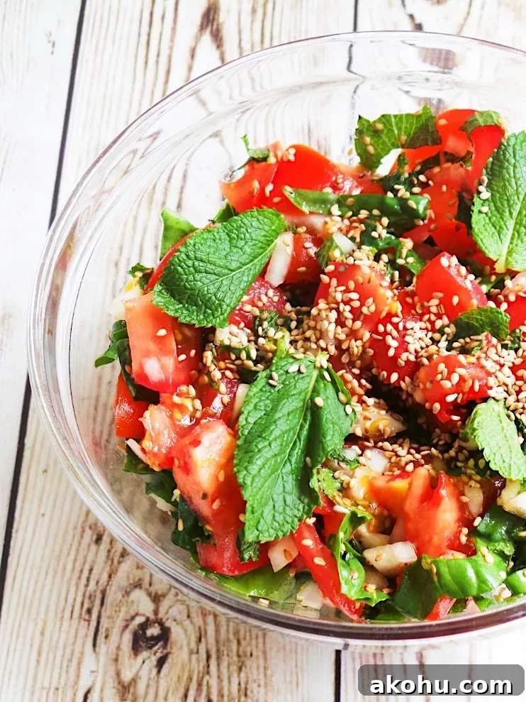 Refreshing Tomato and Mint Salad Recipe 3 Super fresh tomato mint salad to enjoy as a side dish with your lunch or dinner! This healthy salad is full of vitamins and minerals!