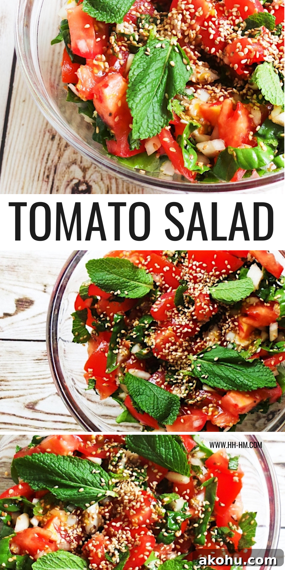 Refreshing Tomato and Mint Salad Recipe 7 Make this super fresh tomato salad with mint in 5 minutes! It's a wonderful tomato side dish salad to serve with meat, fish or legumes!