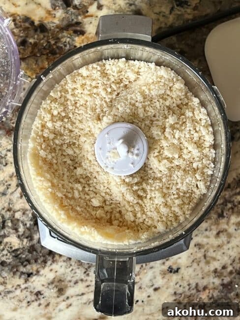 Ingredients fully processed in mini food processor.