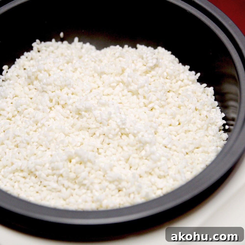 soaked sweet white rice