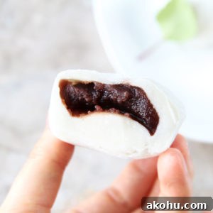 make mochi from scratch filled with sweetened red beans