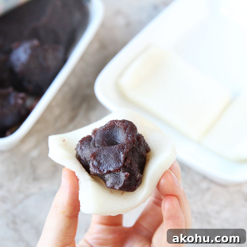 filled mochi with red bean paste