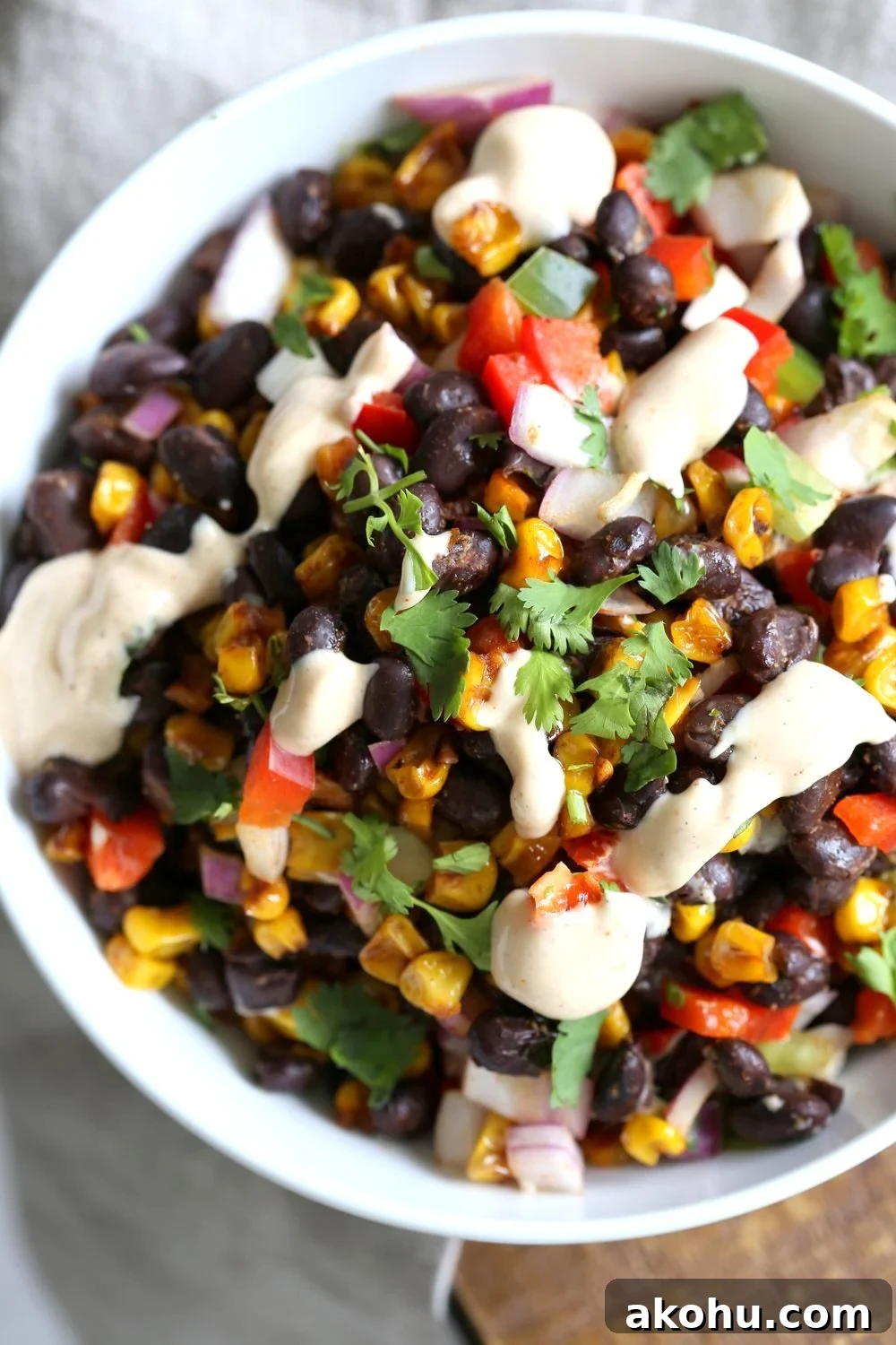 Mexican Street Corn Salad with Black Beans and Chipotle Mayo