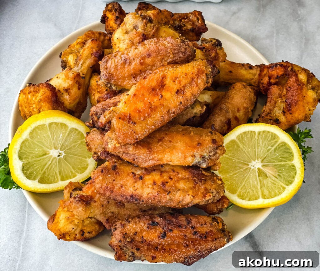 lemon pepper chicken wings on a plate