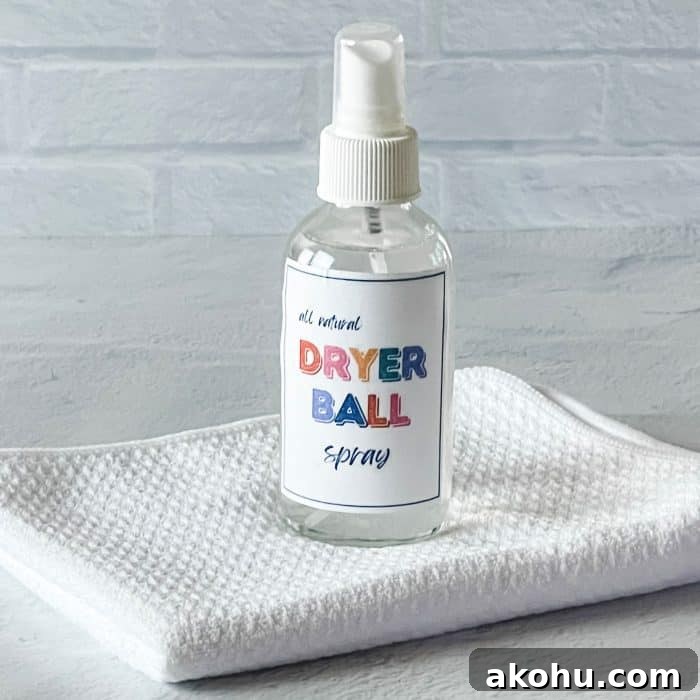 all natural dryer ball spray -- label on bottle