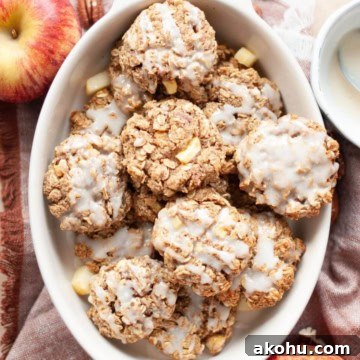healthy apple pie oatmeal cookies with maple glaze