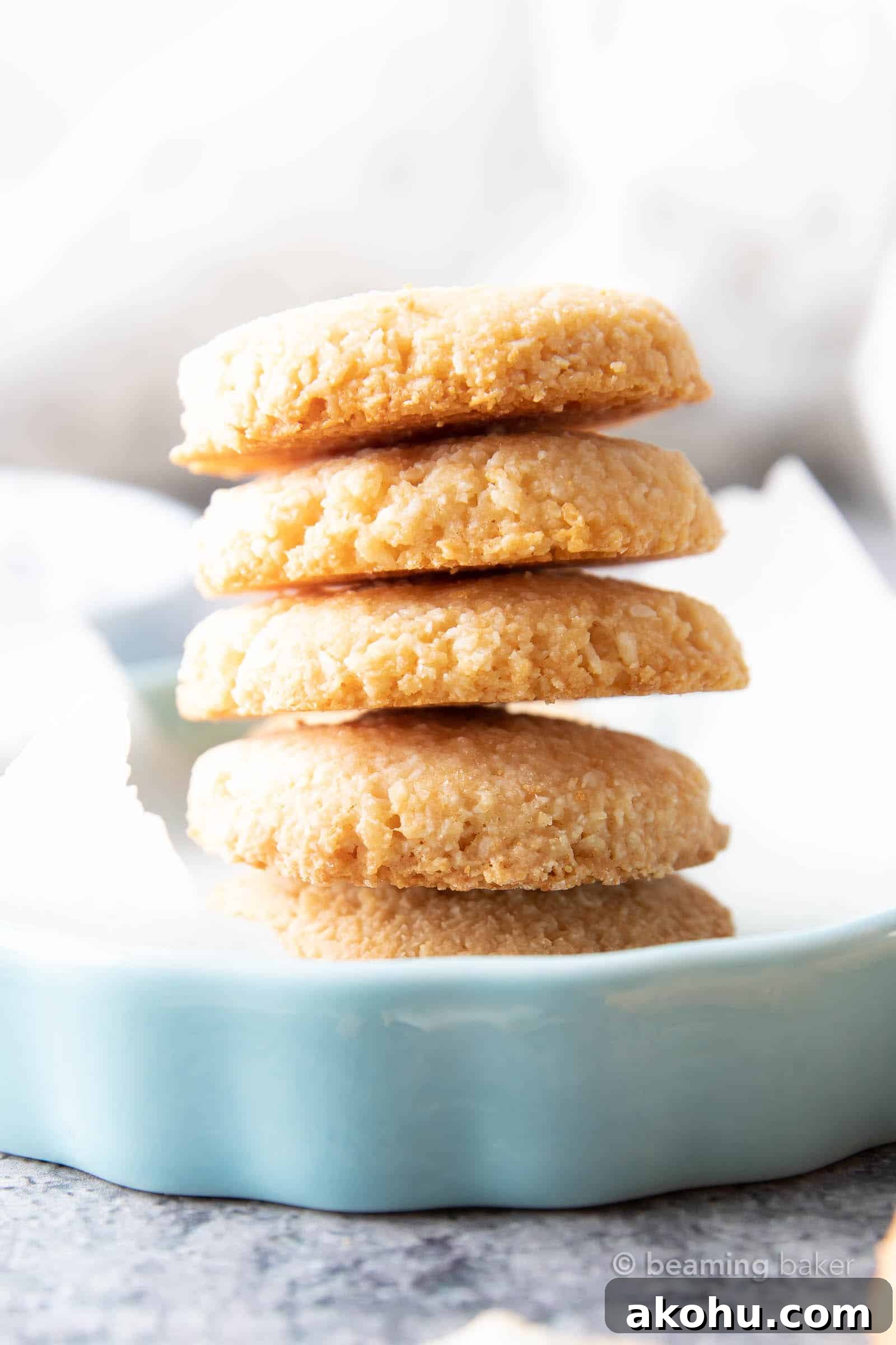 4-Ingredient Crispy Vegan Coconut Cookies 2 Vegan Coconut Cookies: an easy 4 ingredient recipe for crunchy, crispy vegan cookies packed with three kinds of coconut!