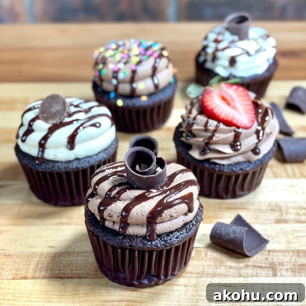 moist and fudgy chocolate cupcakes