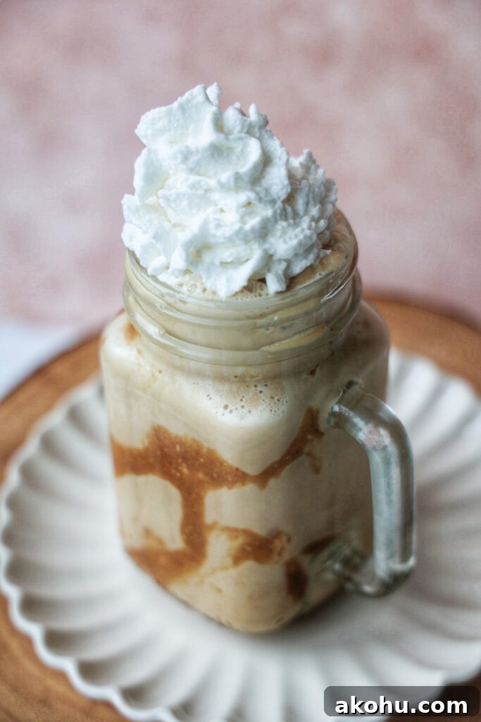 Vegan Caramel Ribbon Crunch Frappuccino Recipe & How to Make It 2 caramel ribbon frappuccino (Vegan)
