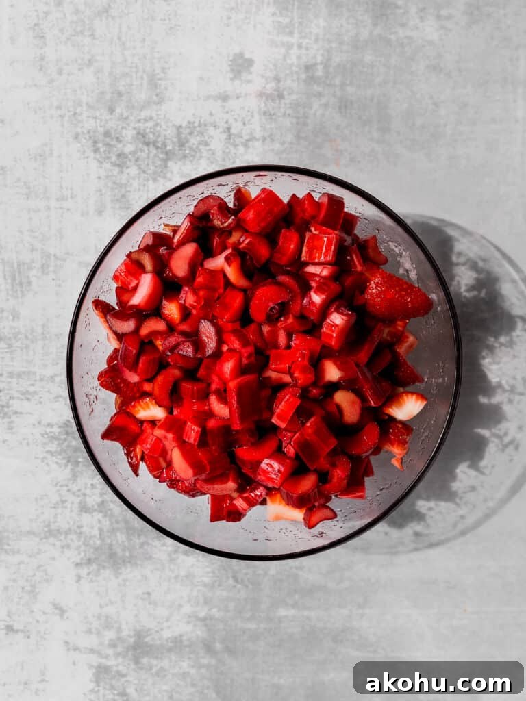 raw strawberry and rhubarb filling 