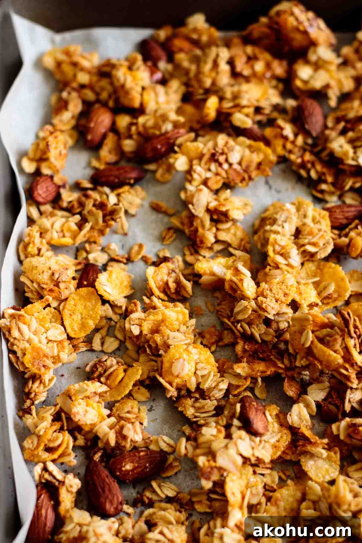Crunchy Cornflake Granola Cereal Recipe for Breakfast 4 recipe after baked