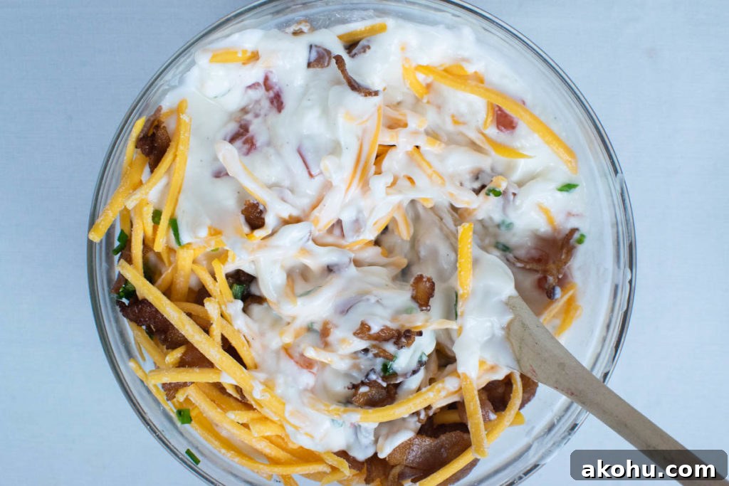 Stirring the BLT dip