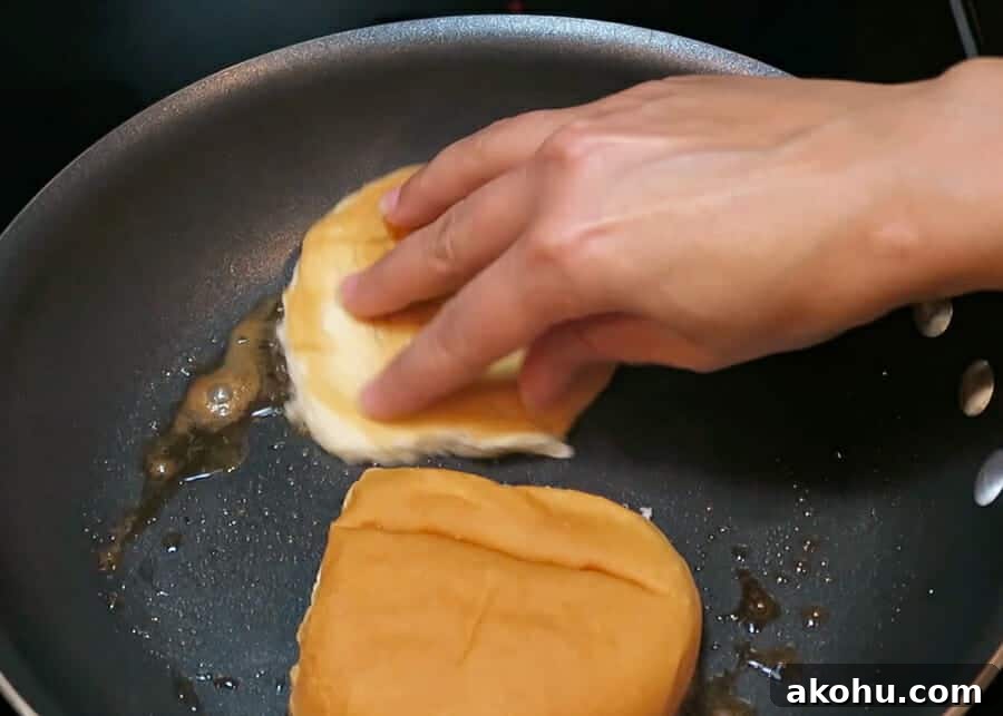 toasting the buns for the In-N-Out Burger Copycat Double-Double Animal Style