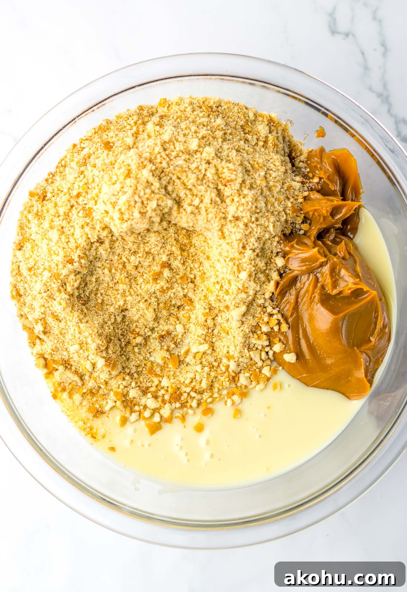 The truffle ingredients in a bowl before mixing