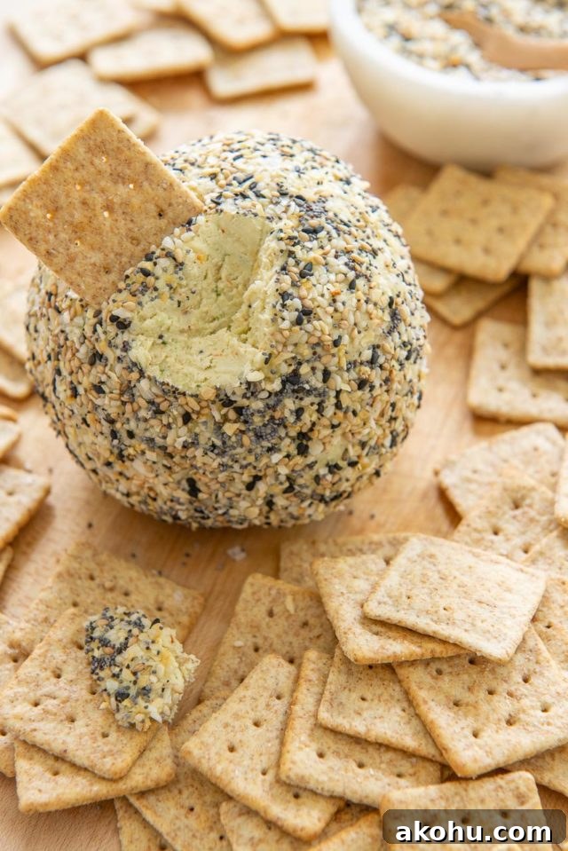 Everything Bagel Cheese Ball Recipe for Parties and Snacks 12 Cream Cheese Ball - Coated in Everything Bagel Mix