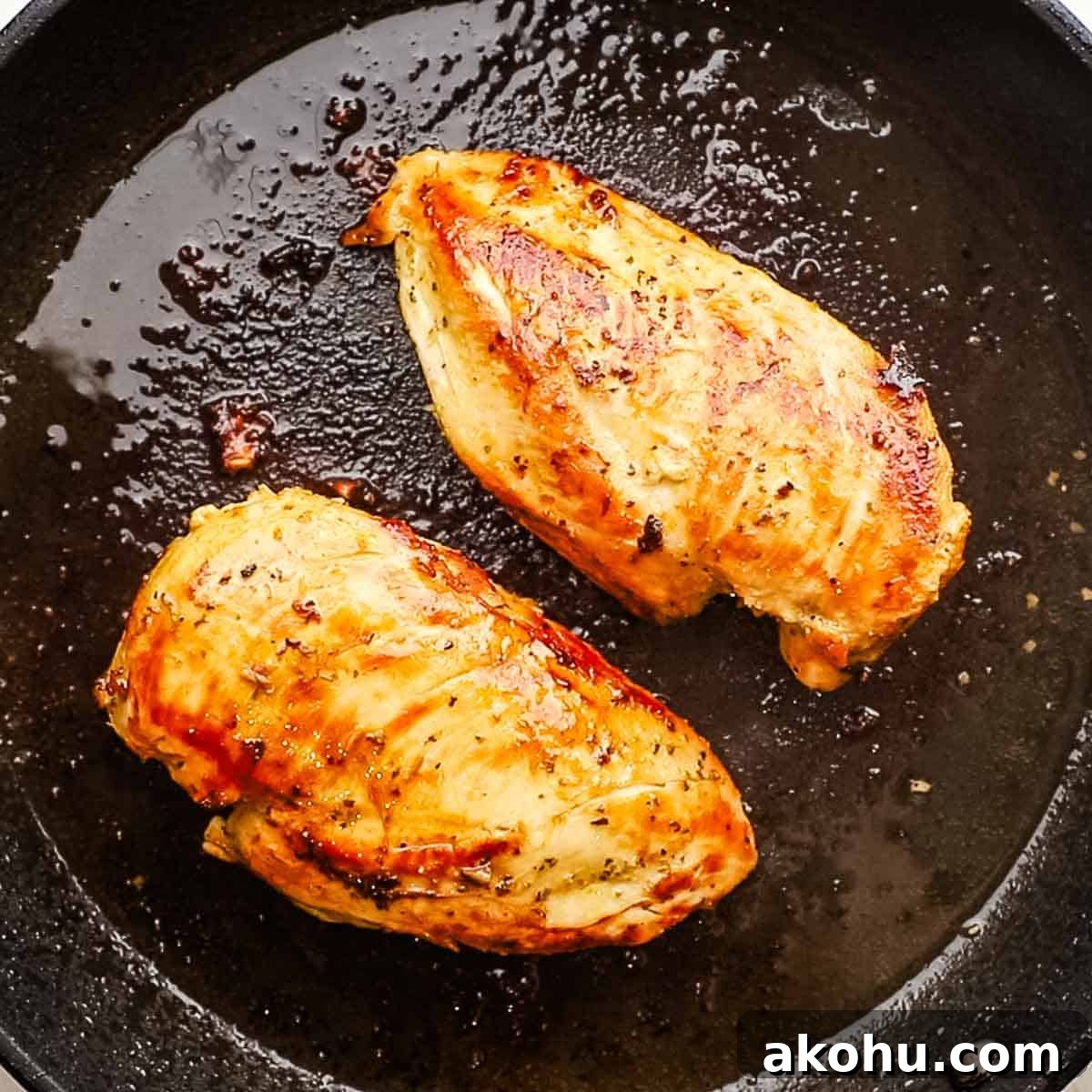 Greek Chicken Salad with Feta, Olives & Lemon Vinaigrette 7 cooked chicken breasts on a skillet