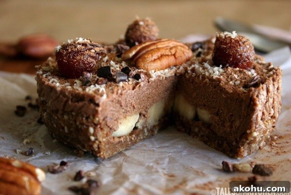 Banana Nutella Cake with Caramel Truffles and Pecans