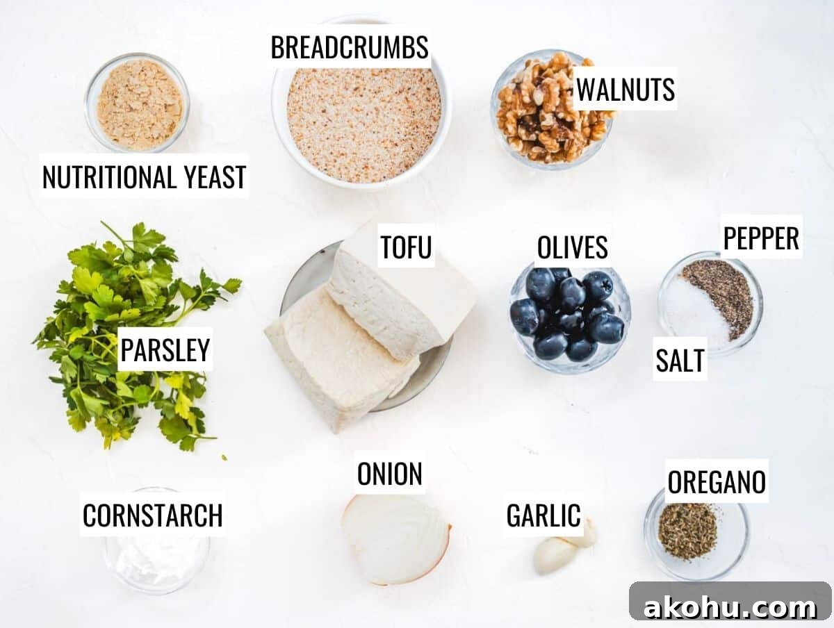 ingredients for tofu meatballs