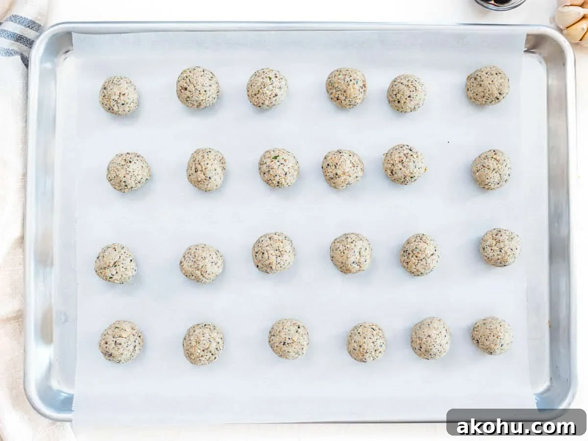 Vegan meatballs before baking