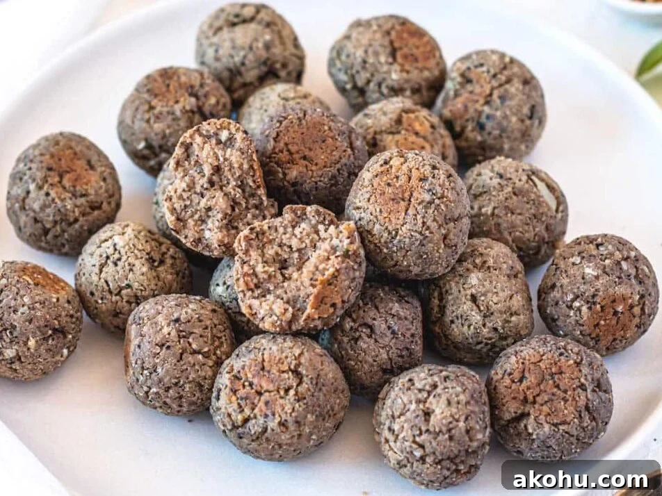Vegan meatballs after baking