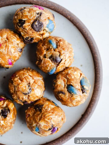 Peanut butter oat balls on a plate.