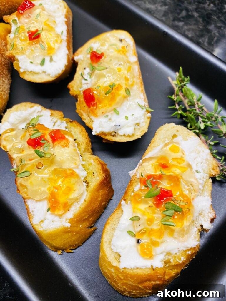 Spicy Pepper Jelly Goat Cheese Crostini Recipe 11 Pepper Jelly Goat Cheese Crostini