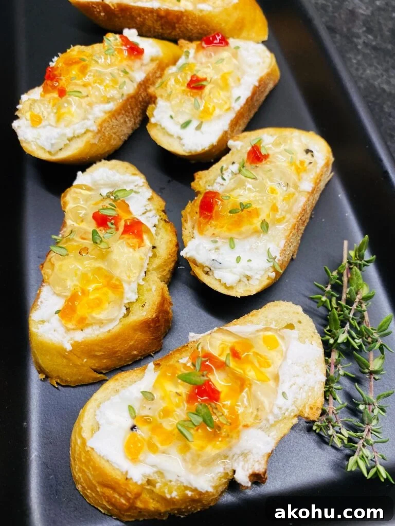 Spicy Pepper Jelly Goat Cheese Crostini Recipe 12 Pepper Jelly Goat Cheese Crostini