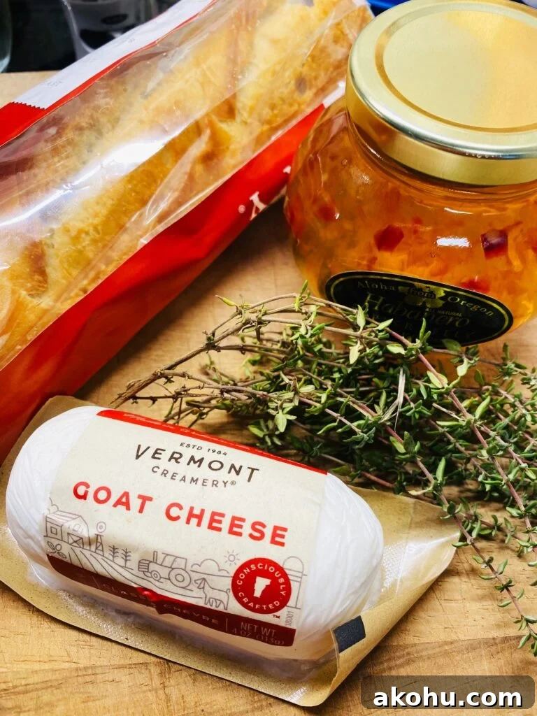 Spicy Pepper Jelly Goat Cheese Crostini Recipe 3 ingredients for the appetizer