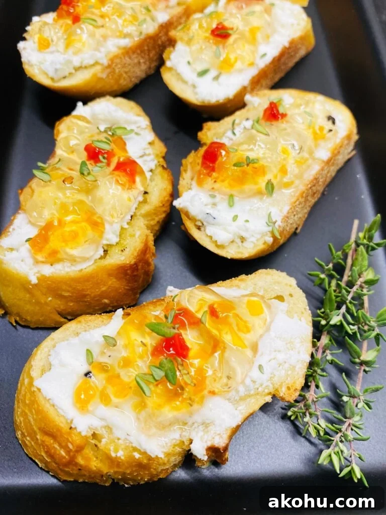 Spicy Pepper Jelly Goat Cheese Crostini Recipe 9 Pepper Jelly Goat Cheese Crostini